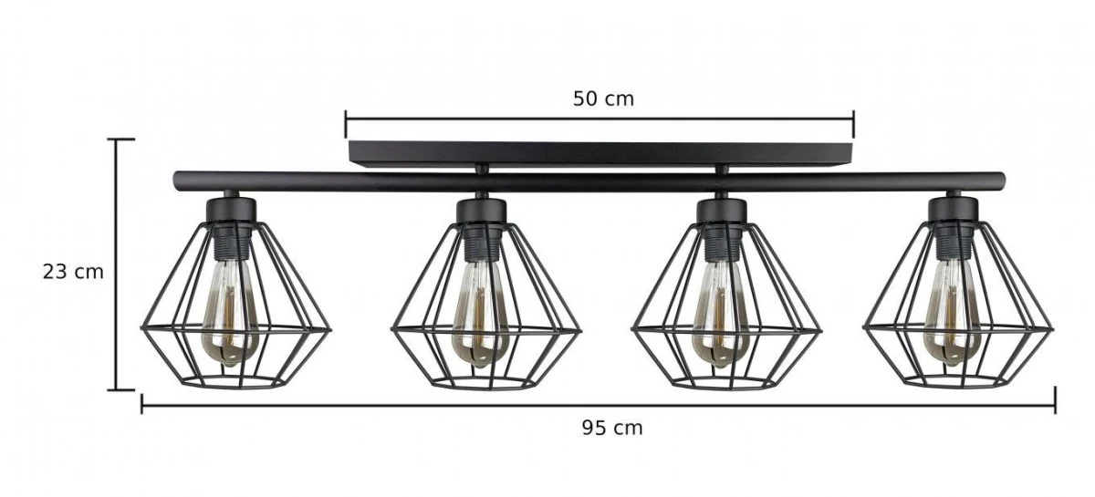 Lampa sufitowa nowoczesna 4xE27 FEBRIS BLACK - obrazek 3