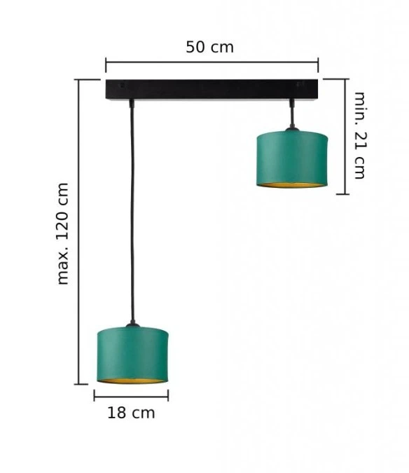 Lampa wisząca nowoczesna abażur 2xE27 FLOW GREEN - obrazek 3