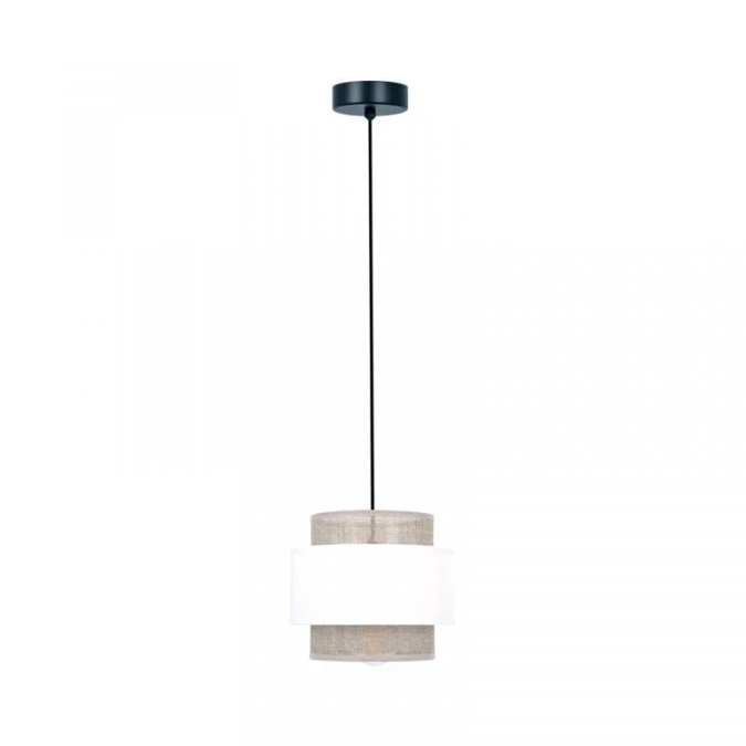 Lampa wisząca CEZAR na E27, podwójny biało‑beżowy abażur K‑5270 Kaja Lighting - obrazek 1