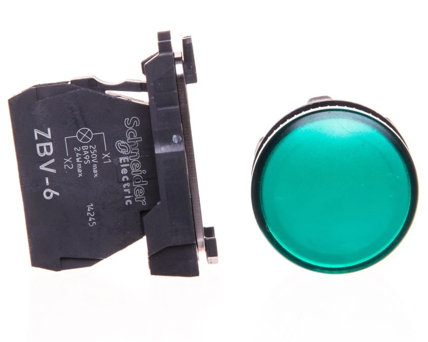 Lampka sygnalizacyjna 22mm zielona 230V AC żarówka XB5AV63 - obrazek 2