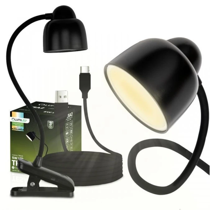 Lampka Biurkowa LED 5W CCT Kreślarska Stołowa Szkolna TESA 2 Czarna LUMILED - obrazek 2