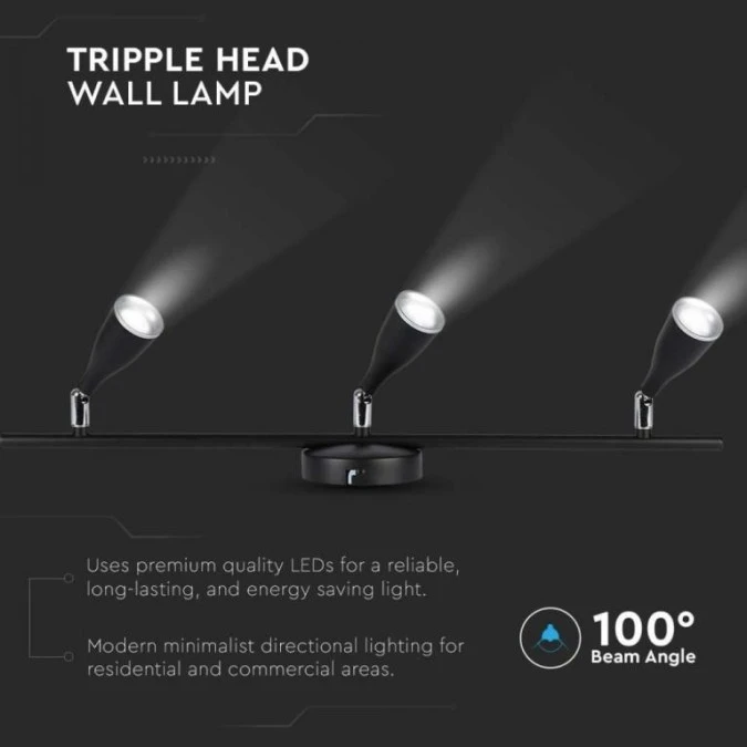 Lampa Ścienna LED 13.5W W 1260lm 3000K IP20 Czarny 218271 - obrazek 3