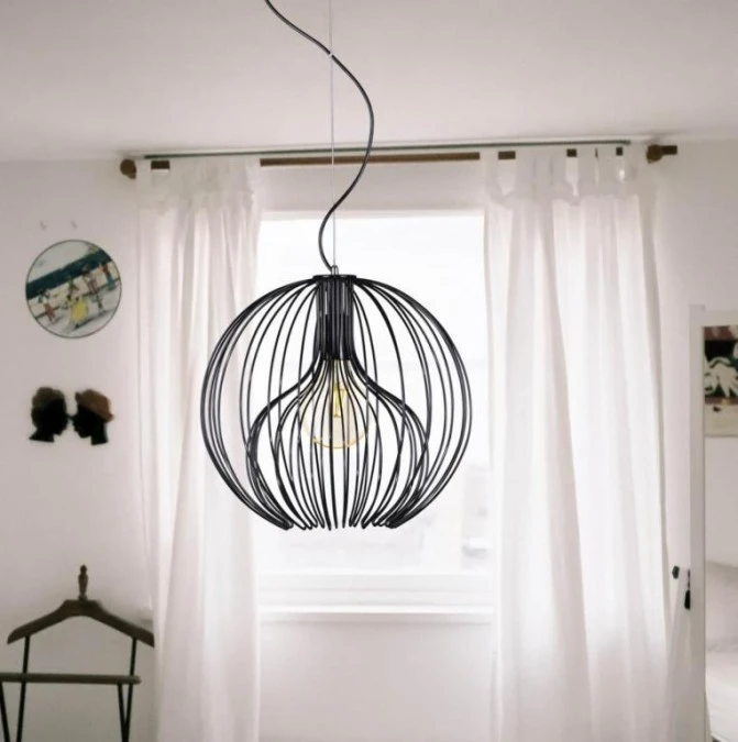 Lampa wisząca TORI czarna, elegancki klosz ‑ druciana klatka na E27 K‑3405 CZARNY Kaja Lighting - obrazek 3