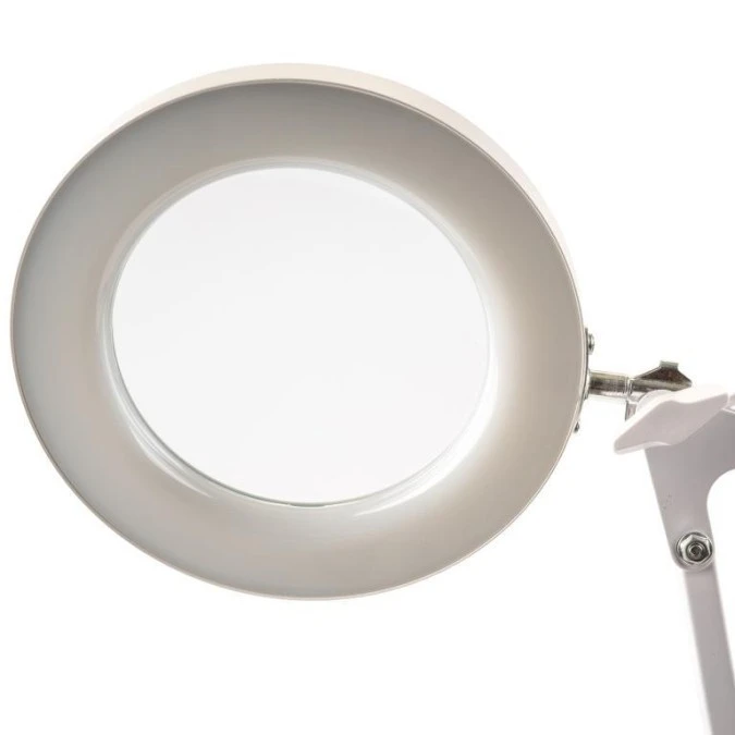 Lampka Biurkowa LUMILED LED 8W CCT Kreślarska Stołowa 3x Szkło Powiększające Lupa LUCA 2 Biała Klasa G 3 Lata Gwarancji - obrazek 2