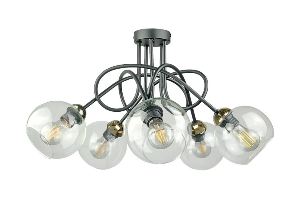 Lampa sufitowa nowoczesna 5xE27 EVIE BLACK/GOLD - obrazek 1