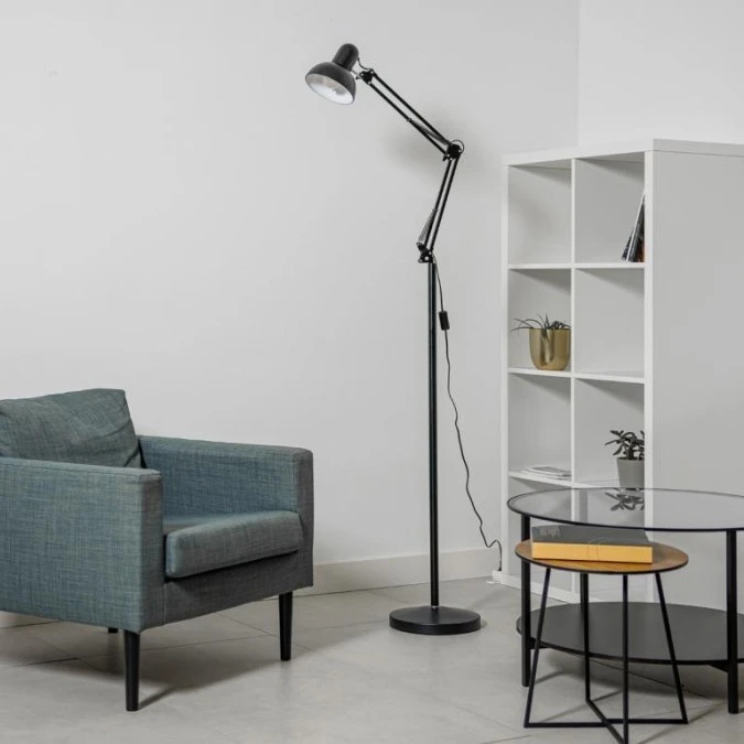 Lampa Stojąca Podłogowa Stołowa LED E27 Czarna z Regulacją Wysokości Belsa Lumiled - obrazek 3