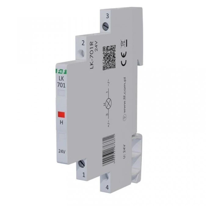 Lampka modułowa 1‑fazowa czerwona 12‑48V AC/ 12‑60V DC 1/2 modułu LK‑701R‑24 - obrazek 2