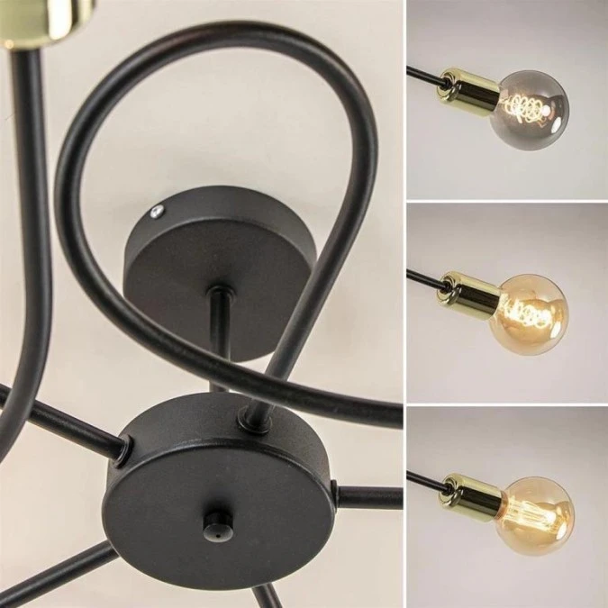 Lampa sufitowa nowoczesna 5xE27 FIORE BLACK/GOLD - obrazek 3