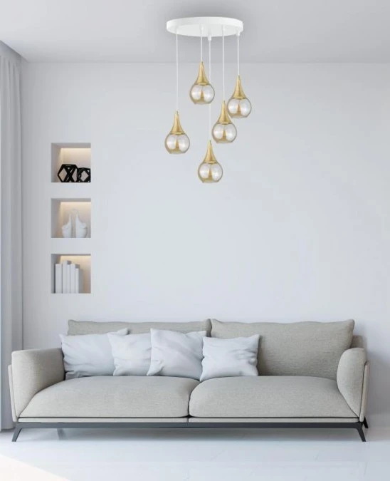 Lampa wisząca nowoczesna 5xE27 LACRIMA WHITE - obrazek 2