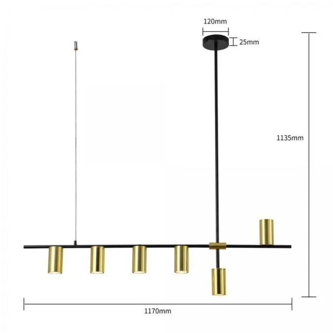 Lampa wisząca ARIZONA 6 czarna/złota LP‑074/6PL BK/GD Light Prestige - obrazek 2