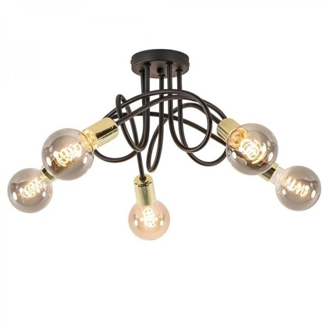Lampa sufitowa nowoczesna 5xE27 RUMBA BLACK/GOLD - obrazek 1