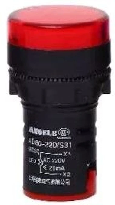 Lampka sygnalizacyjna 22mm czerwona LED 24V AC/DC AD16‑22D/S23 - obrazek 1