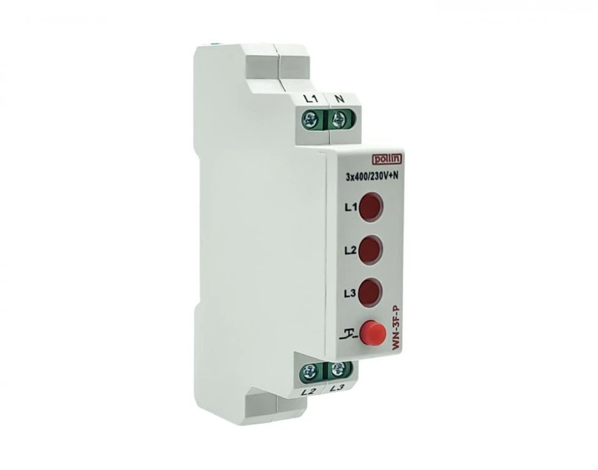 Lampka modułowa 3‑fazowa czerwona 10‑250V AC przycisk TEST WN‑3F‑P - obrazek 3