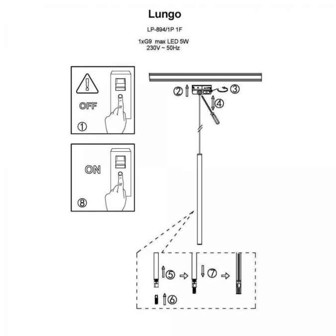 Lampa wisząca na szynoprzewód 1F LUNGO LP‑894/1P GD 1F Light Prestige - obrazek 3