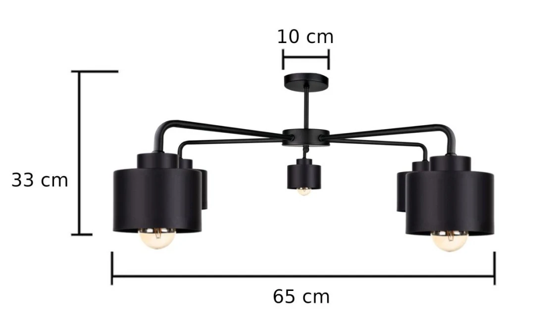 Lampa sufitowa nowoczesna 5xE27 SIMPLY BLACK - obrazek 2