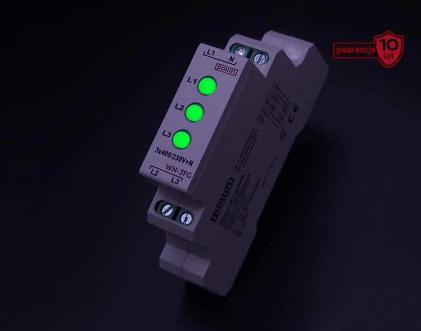 Lampka modułowa 3‑fazowa zielona 10‑250V AC WN‑3FG - obrazek 2