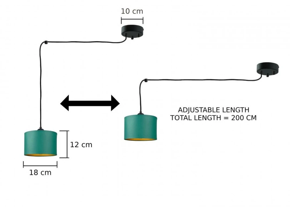 Lampa wisząca nowoczesna abażur 3xE27 FLOW GREEN LONG - obrazek 3