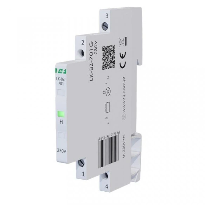 Lampka modułowa 1‑fazowa z zabezpieczeniem zielona 1/3S LED 230V LK‑BZ‑701G - obrazek 1