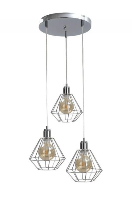 Lampa wisząca loftowa 3x E27 FOSKAL SILVER - obrazek 1