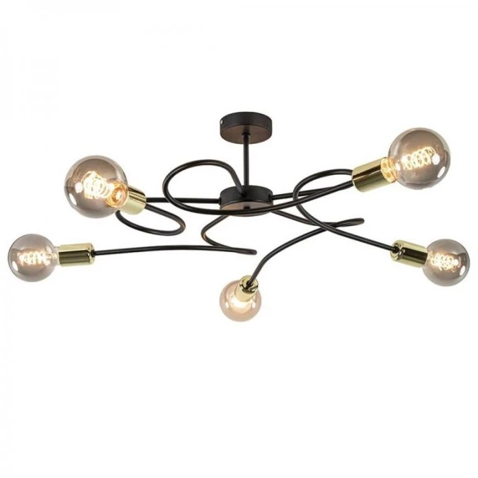 Lampa sufitowa nowoczesna 5xE27 FIORE BLACK/GOLD - obrazek 1