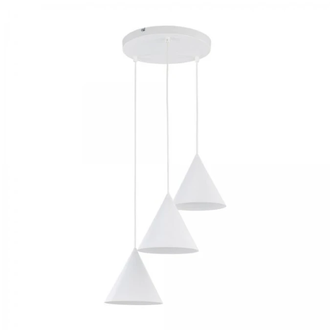 Lampa wisząca biała na okrągłej rozecie CONO trzy stożkowe klosze 10012 TK Lighting - obrazek 1