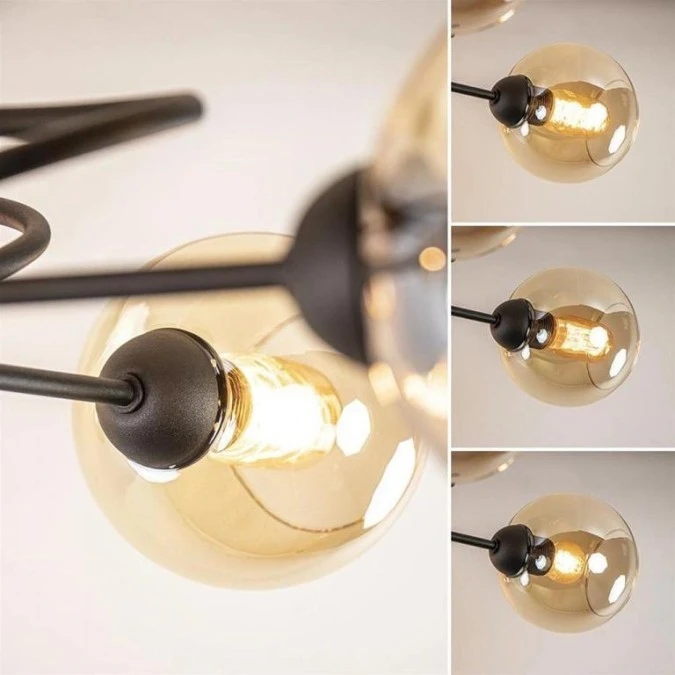 Lampa sufitowa nowoczesna 5xE27 VESPER BLACK/HONEY - obrazek 3