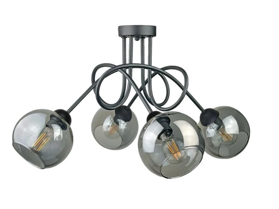 Lampa sufitowa nowoczesna 4xE27 RING BLACK - obrazek 1