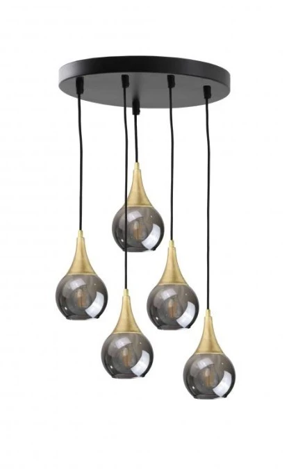 Lampa wisząca nowoczesna 5xE27 LACRIMA SMOKY/GOLD - obrazek 1