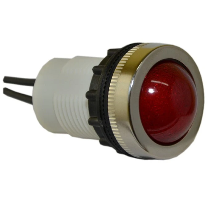 Lampka sygnalizacyjna 22mm czerwona D22MP 24‑230V metalowa przewody przyłączeniowe ok. 30cm W0‑LD‑D22MP C - obrazek 1