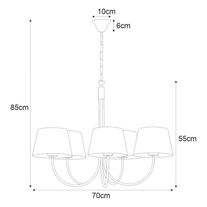 Lampa wisząca SASTO na łańcuszku, pięć kloszy czarno‑złotych K‑4336 Kaja Lighting - obrazek 2