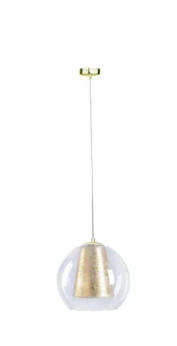 Lampa wisząca nowoczesna z abażurem 1xE27 KULA GOLD - obrazek 1