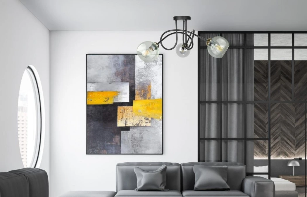 Lampa sufitowa nowoczesna 3xE27 EVIE BLACK/GOLD - obrazek 2