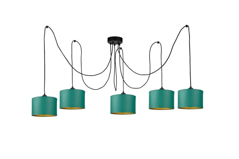 Lampa wisząca nowoczesna abażur 5xE27 FLOW GREEN LONG - obrazek 1