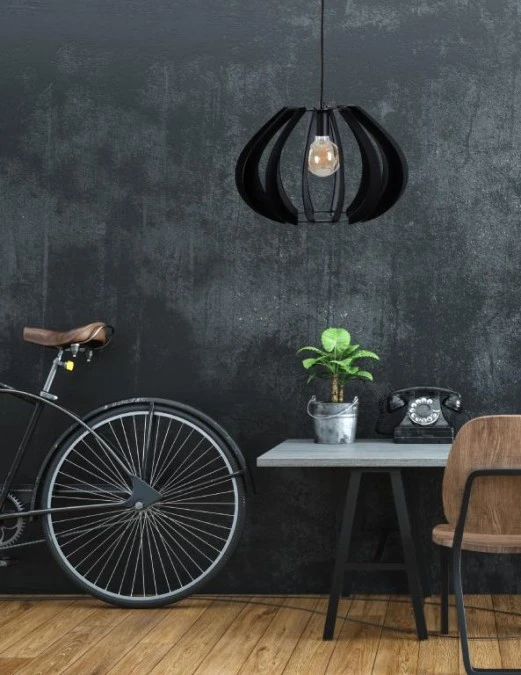 Lampa wisząca nowoczesna drewno 1xE27 NORA BLACK - obrazek 3