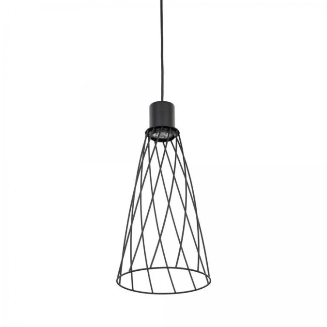 Lampa wisząca czarna MODESTO w stylu rustykalnym, stożkowaty druciany klosz na GU10 10161 TK Lighting - obrazek 3