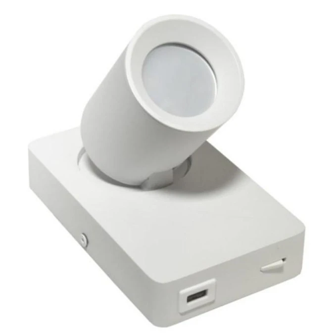 Lampa spotlight Taft 1xGU10 biała gniazdo usb - obrazek 1