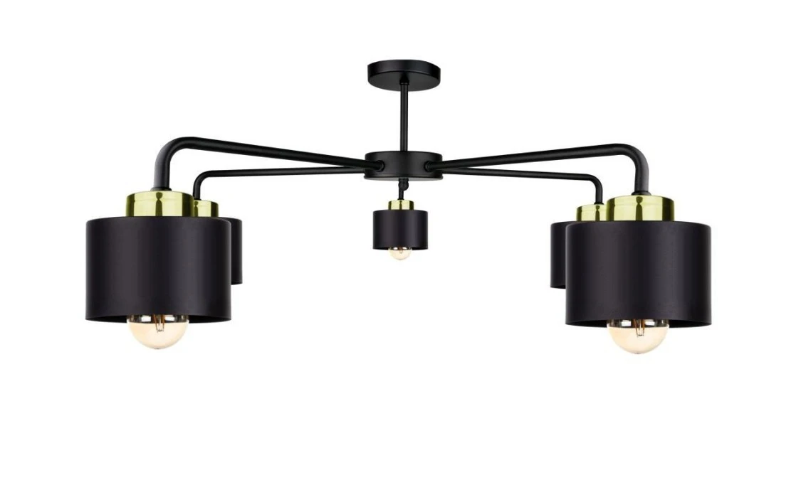 Lampa sufitowa nowoczesna 5x E27 SIMPLY BLACK/GOLD - obrazek 1