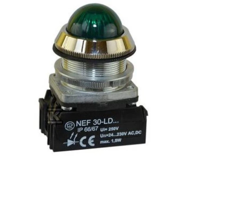 Lampka sygnalizacyjna 30mm zielona 220‑230V AC/DC żarówka W0‑L‑NEF30LE/220V Z - obrazek 1