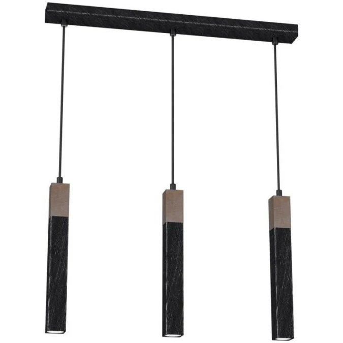 Lampa wisząca SOLO SAWN BLACK / PATINATED WOOD 3x mini GU10 MLP7470 Milagro - obrazek 2
