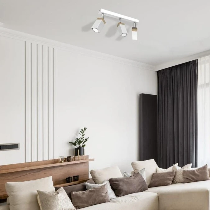 Lampa sufitowa SOLO SAWN WHITE / PATINATED WOOD 3x mini GU10 MLP7479 Milagro - obrazek 3