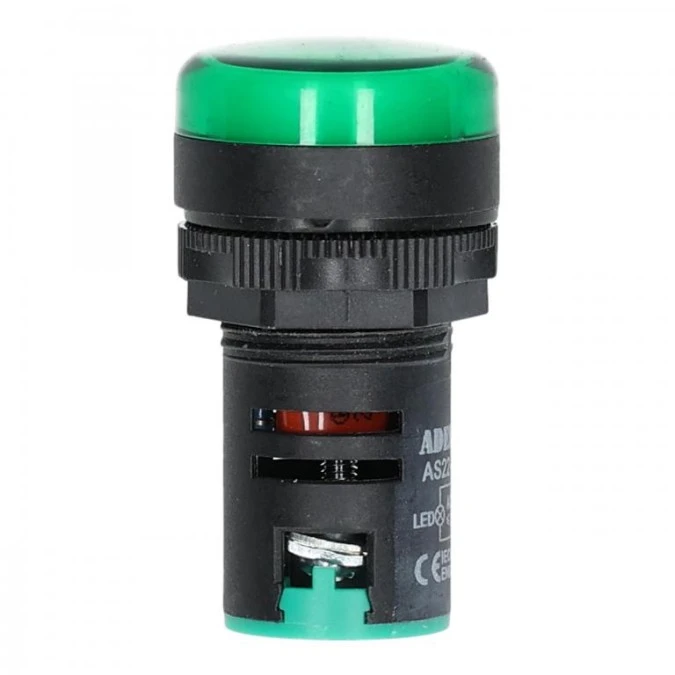 Lampka kontrolna sterownicza zielona LED fi:22 12V - obrazek 2