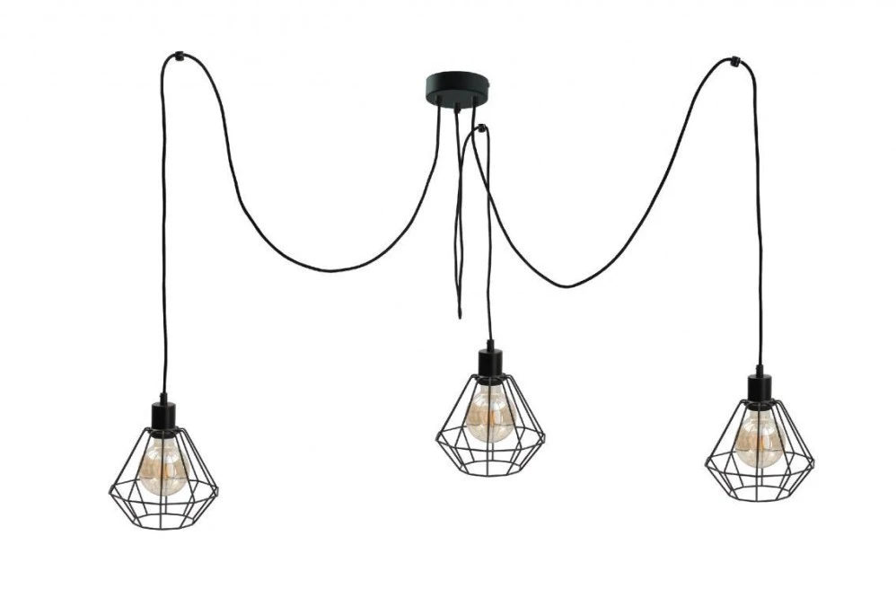 Lampa wisząca loftowa 3 xE27 FOSKAL BLACK - obrazek 1