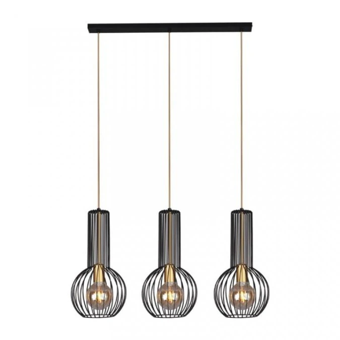 Lampa wisząca ARVI czarna, metalowe klatkowe klosze na E27 nad wyspę kuchenną K‑4521 Kaja Lighting - obrazek 1