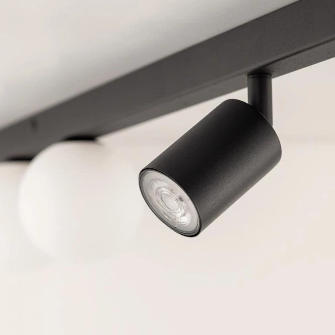 Lampa sufitowa listwa 115cm ze spotami i kulistymi, szklanymi kloszami VOX 10002 biało‑czarna TK Lighting - obrazek 2