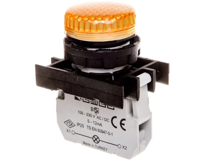 Lampka sygnalizacyjna B z LED, 100‑230V AC, żółta T0‑B0S0XS - obrazek 1