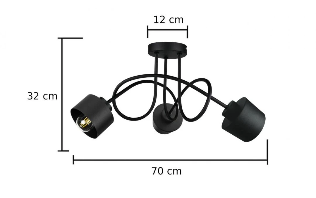 Lampa sufitowa nowoczesna 3xE27 SIMPLY BLACK - obrazek 2