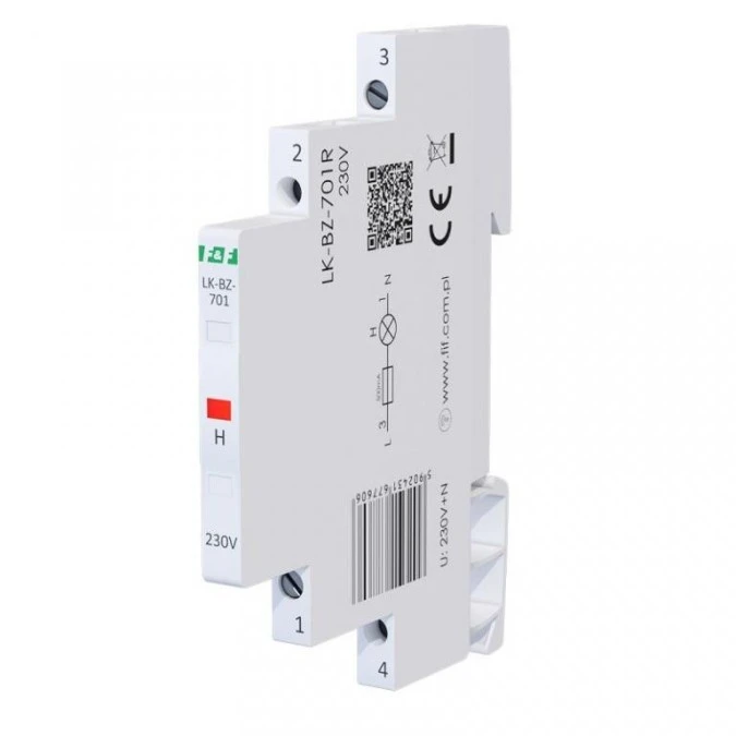 Lampka modułowa 1‑fazowa z zabezpieczeniem czerwona 1/3S LED 230V LK‑BZ‑701R - obrazek 1