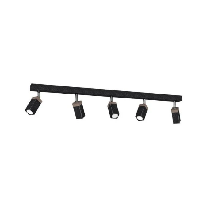 Lampa sufitowa SOLO SAWN BLACK / PATINATED WOOD 5x mini GU10 MLP7474 Milagro - obrazek 1