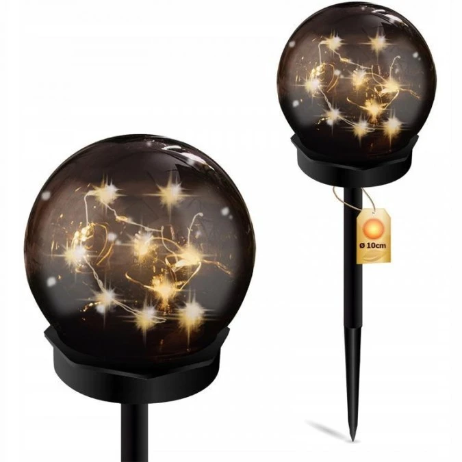Lampa Solarna Ogrodowa LED 3000K IP44 10cm Wbijana Ozdobna Kula GLORIS LUMILED - obrazek 2