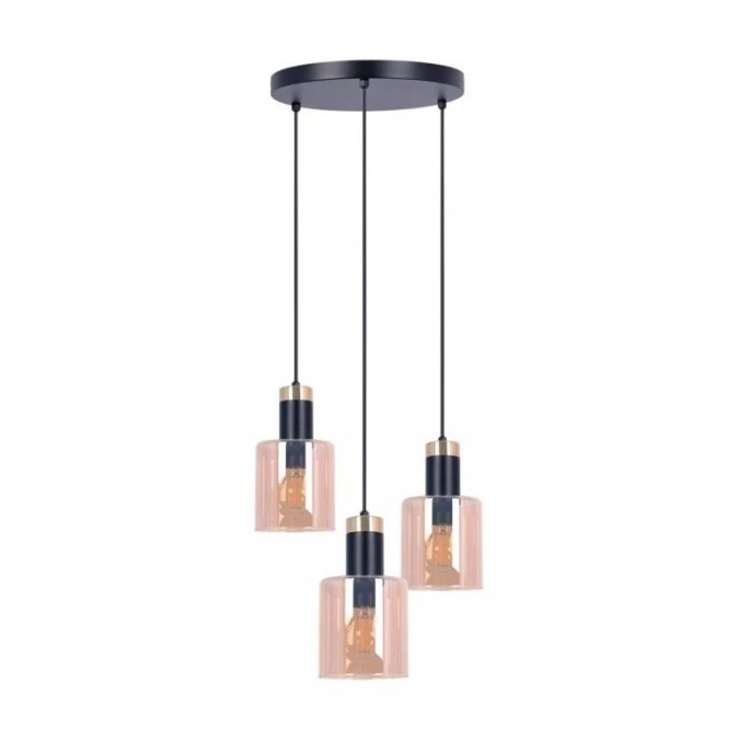 Lampa wisząca ALTO, szklane miodowe klosze z gwintem E27, czarno‑złota K‑5257 Kaja Lighting - obrazek 1